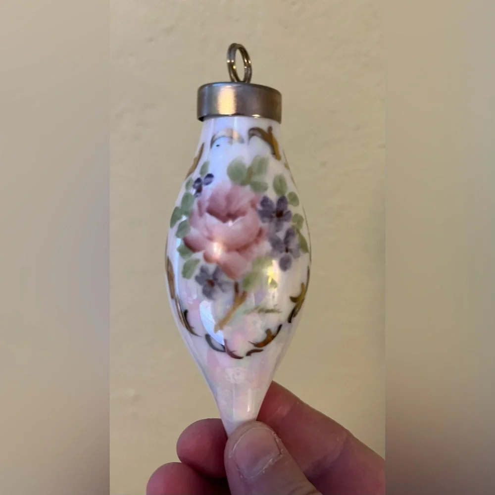 Vintage Glass Ornaments, Floral and Blue Swirl